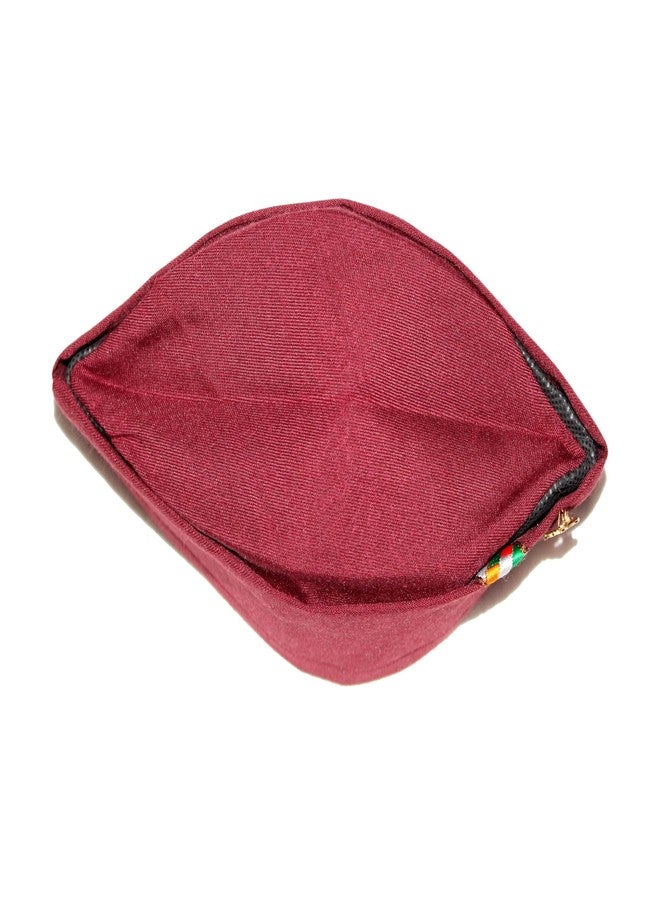 Yanwenx Uttarakhand Pahadi Topi/Cap,Brahmakamal Uttarakhand Topi, Himachali Cap (Maroon Cotton) - Image 2